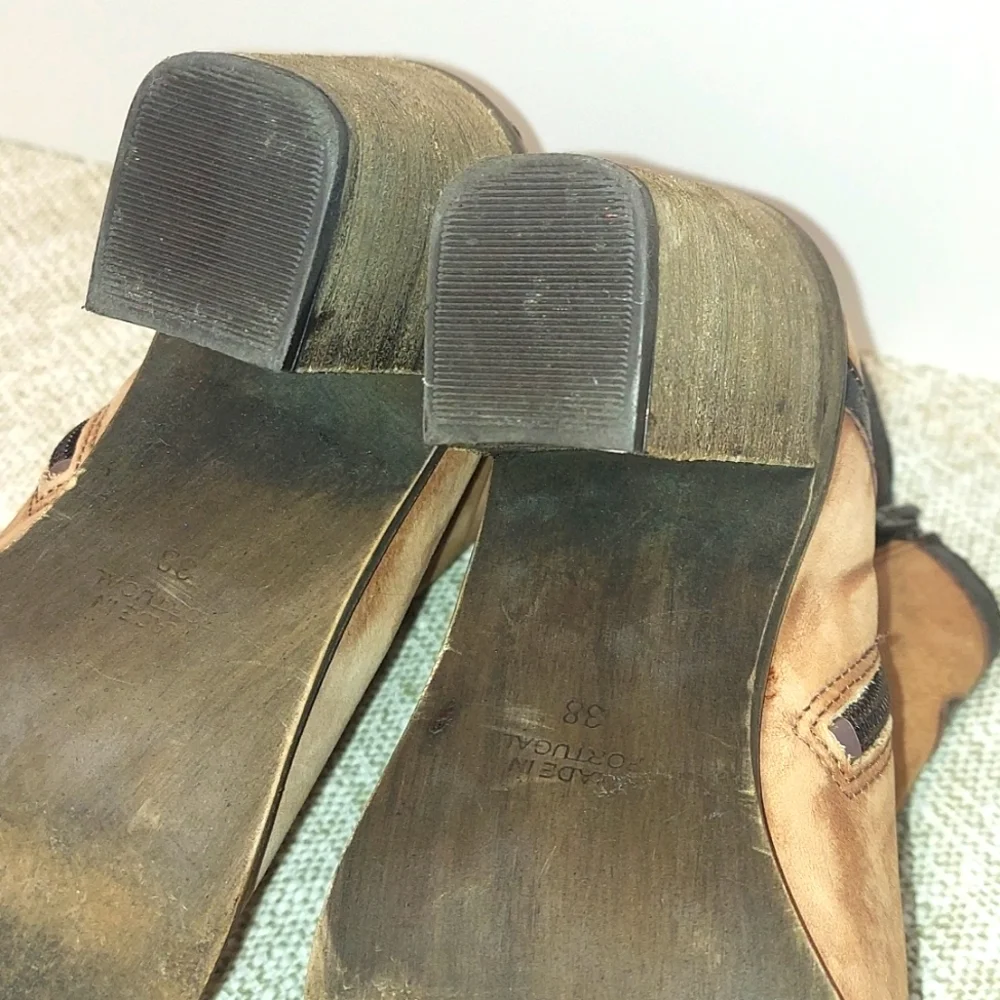 Women's Anthropologie Western Style Leather Suede Ankle Boots Pointed Toe - Picture 8 of 11